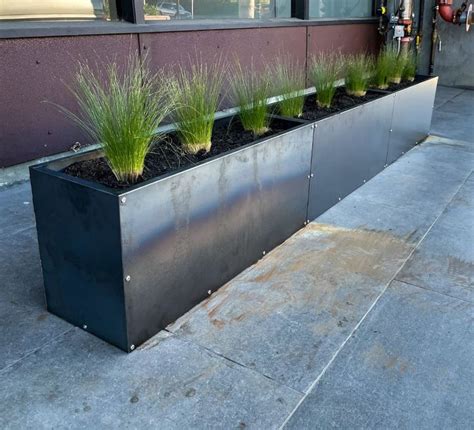 steel window planter boxes|rectangular metal planter box.